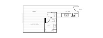 0 Bedroom 1 Bathroom A Floor Plan [516 SqFt]